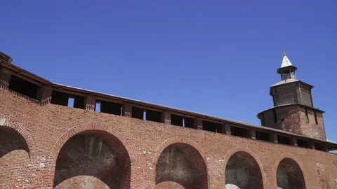 View of the wall of the Novgorod Kremlin Stock Footage 134547552