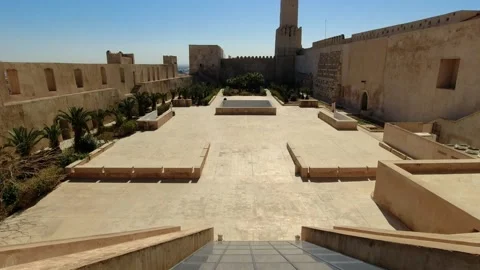 View from the walls of the main square  with the museum, Sousse, Stock Footage 257326801