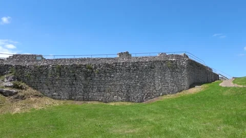 View of the walls of Spis Castle from the interior, the largest castle Stock Footage 278849495