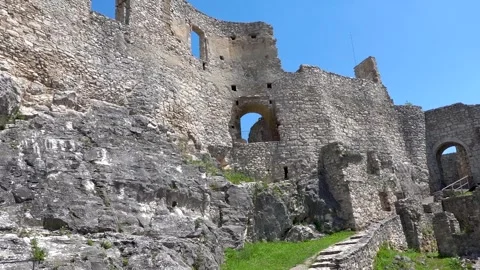 View of the walls of Spis Castle from the interior, the largest castle Stock Footage 278854221