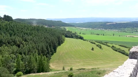 View of the walls of Spis Castle from the interior, the largest castle Stock Footage 278854898