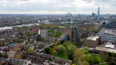 View of Wapping and Tower Bridge, London Stock Footage 261343426