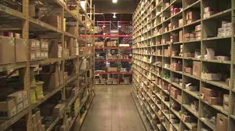 View of Warehouse Inventory Shelves With Contruction Supplies 動画素材 18945281