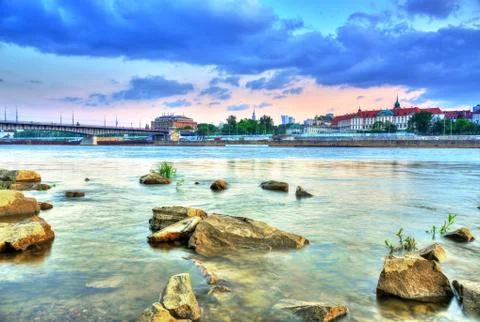 View of Warsaw from the river Stock Photos