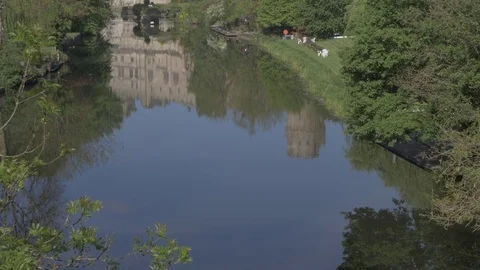 View of Warwick Castle and River Avon, Warwick, Warwickshire, England, United Stock Footage 78802380