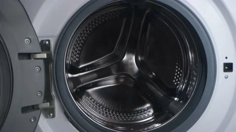 View of the washing machine drum Stock Footage 168060425