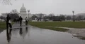 View of Washington DC Us Capitol Building with Pedestrians Commuting Rainy Day 4k or 4k+ Resolution