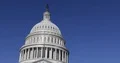 View of Washington D.C. Us Congress Building with American Flag Waving Sunny Day 4k or 4k+ Resolution