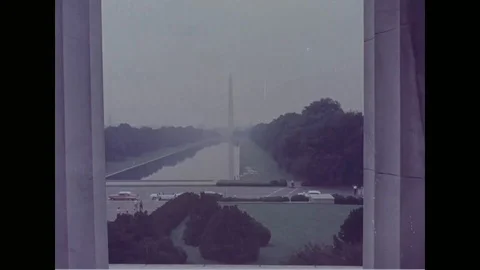 View of Washington Monument from the Lincoln Memorial building - 1960 Stock Footage 101717570