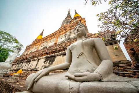 A view of Wat Yai Chai Mongkhol in Ayutthaya, Thailand Stock Photos