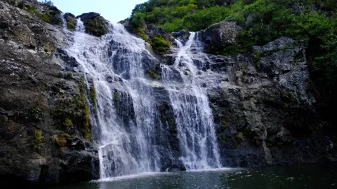 View of the watefall at cascades in Mauritius Video stock 170032259