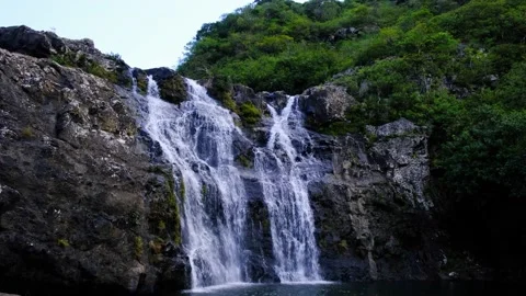 View of the watefall at cascades in Mauritius Stock Footage 170032287