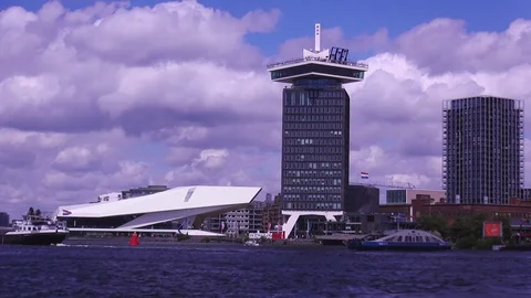 View on the water in Amsterdam Stock Footage 120627258
