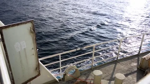 View of the water and waves from the deck of the ship, Norway Stock Footage 224241441