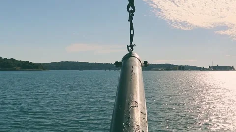 View Of Water From Bow Of Ship. Bowsprit In Middle. Moving Forward In The Sea. Stock Footage 242589809