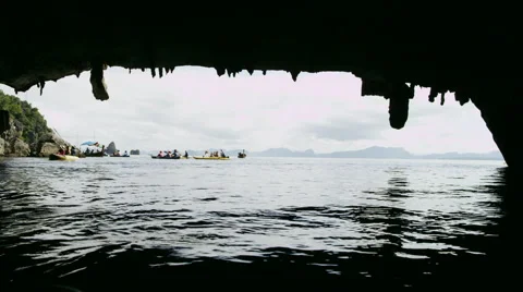 View from the water cave Stock Footage 63147976