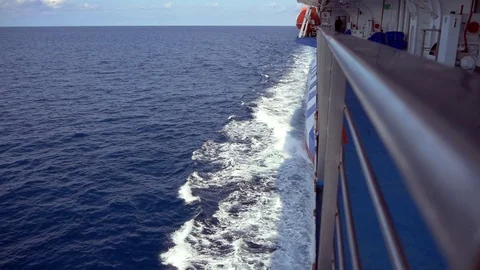 View On The Water From Cruise Ship Deck (2) Stock Footage 114250434