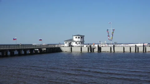 View from the water to the empty jetty Stock Footage 94879055