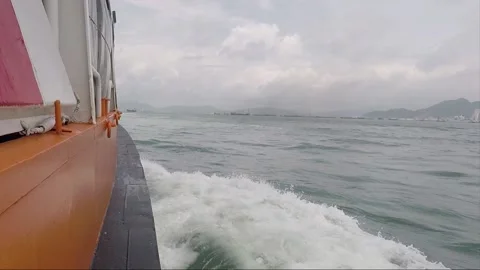 View from the water, ferry, side boat shot, Hong Kong Stock Footage 149470657