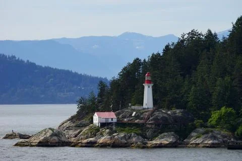 View from the water of Point Atkinson Lighthouse, Canada. Foto stock