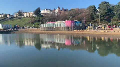 View of water reflection over Three Shells Lagoon in southend Stock Footage 149596211
