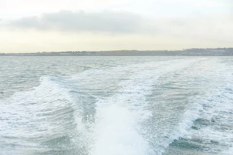 View water stream behind the speed boat Stock Photos