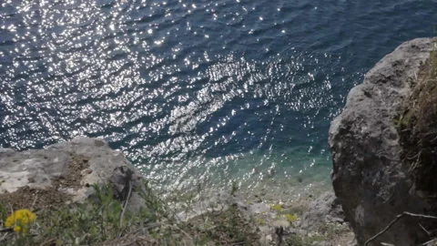 View of the water surface of a mountain lake in sunny weather. Background. Stock-Footage 112633829