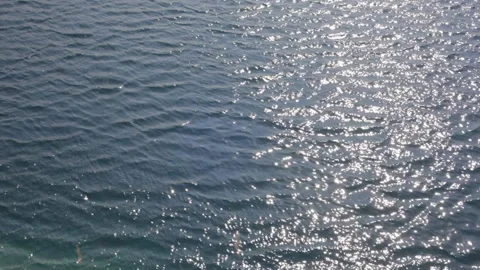 View of the water surface of a mountain lake in sunny weather. Background. Stock-Footage 112640601