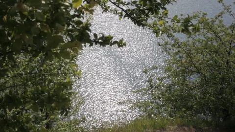 View of the water surface of a mountain lake in sunny weather. Background. Stock-Footage 112641189