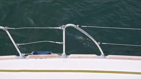 View of the water surface from the side of the ship, yacht. 스톡 동영상 197906419