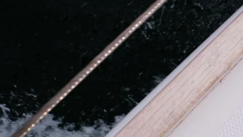 View of the water surface from the side of the ship, yacht. Stock Footage 197945019