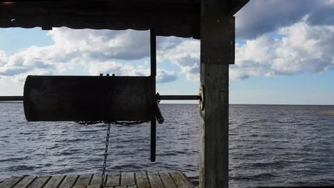 View of water through well gate Video stock 89577595