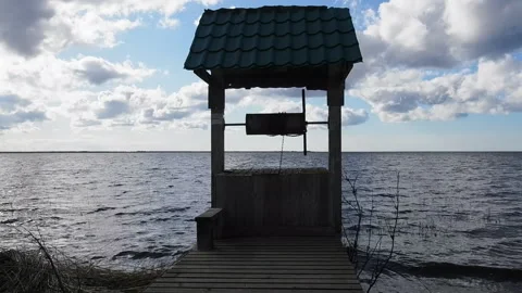 View of water through well gate Video stock 89590356