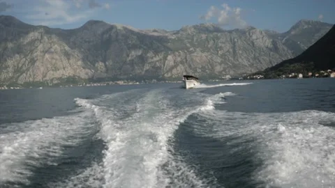 View of the water waves after a speedboat Stock Footage 217687848