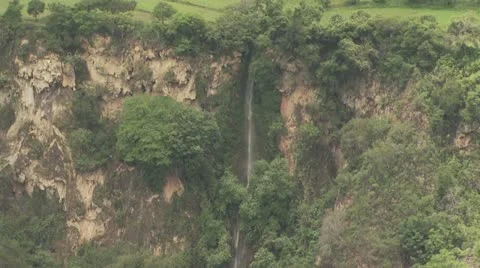 View of A Waterfall and Rugged Landscape Stock-Footage 19227829