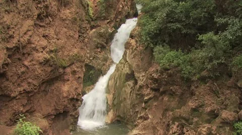 View of A Waterfall and Rugged Mountain Landscape 3 Video stock 19227893