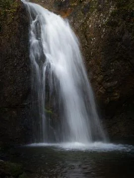 The view of the waterfall in autumn Stock Photos