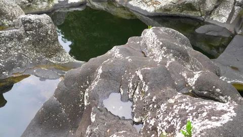 View from the waterfall of Bassin Pilon, Reunion Island 4K 60p realtime audio Stock Footage 292425583