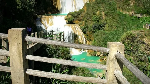 View of the waterfall "Bride veil". Stock Footage 95306971