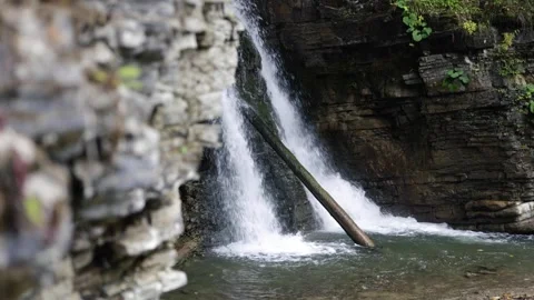 View of a waterfall in the Carpathian Mountains Stock Footage 319344914