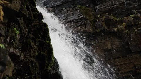 View of a waterfall in the Carpathian Mountains Stock Footage 319345082