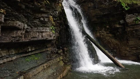 View of a waterfall in the Carpathian Mountains Stock Footage 319345177