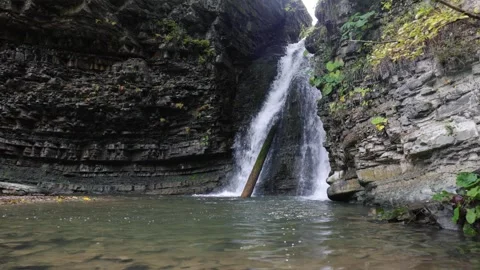 View of a waterfall in the Carpathian Mountains Stock Footage 319345233