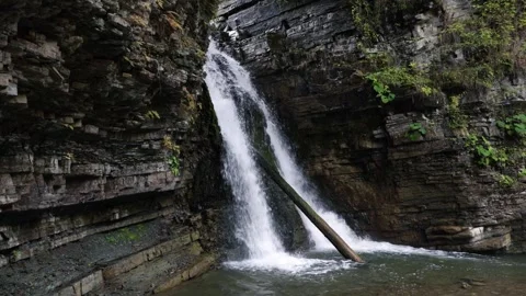 View of a waterfall in the Carpathian Mountains Stock Footage 319345265
