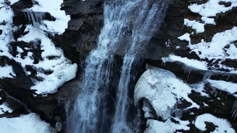 View of a waterfall during winter Stock Footage 264503657