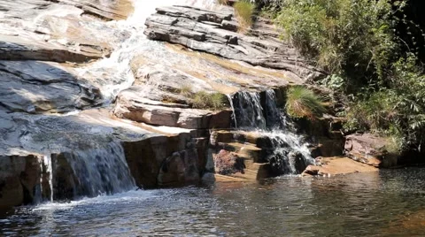 View of waterfall in Ibitipoca State Park Stock-Footage 51801584