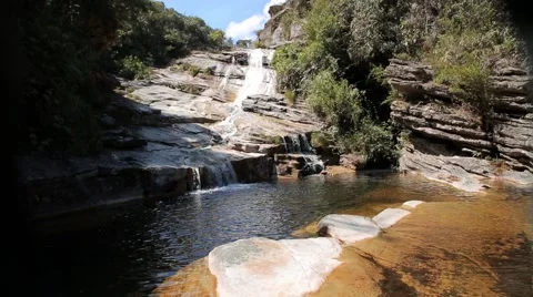 View of waterfall in Ibitipoca State Park Stock-Footage 51801927