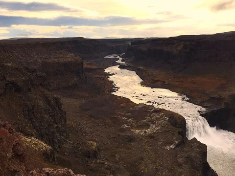 View of Waterfall in Iceland Stock Footage