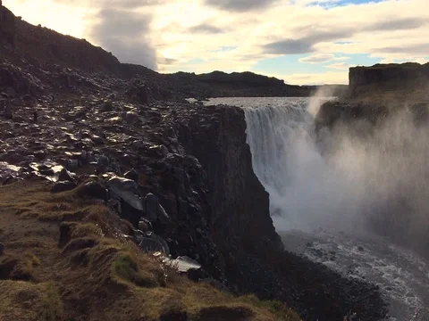 View of Waterfall in Iceland Stock Footage 77988597