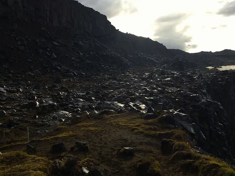 View of the Waterfall in Iceland Stock Footage 78377111